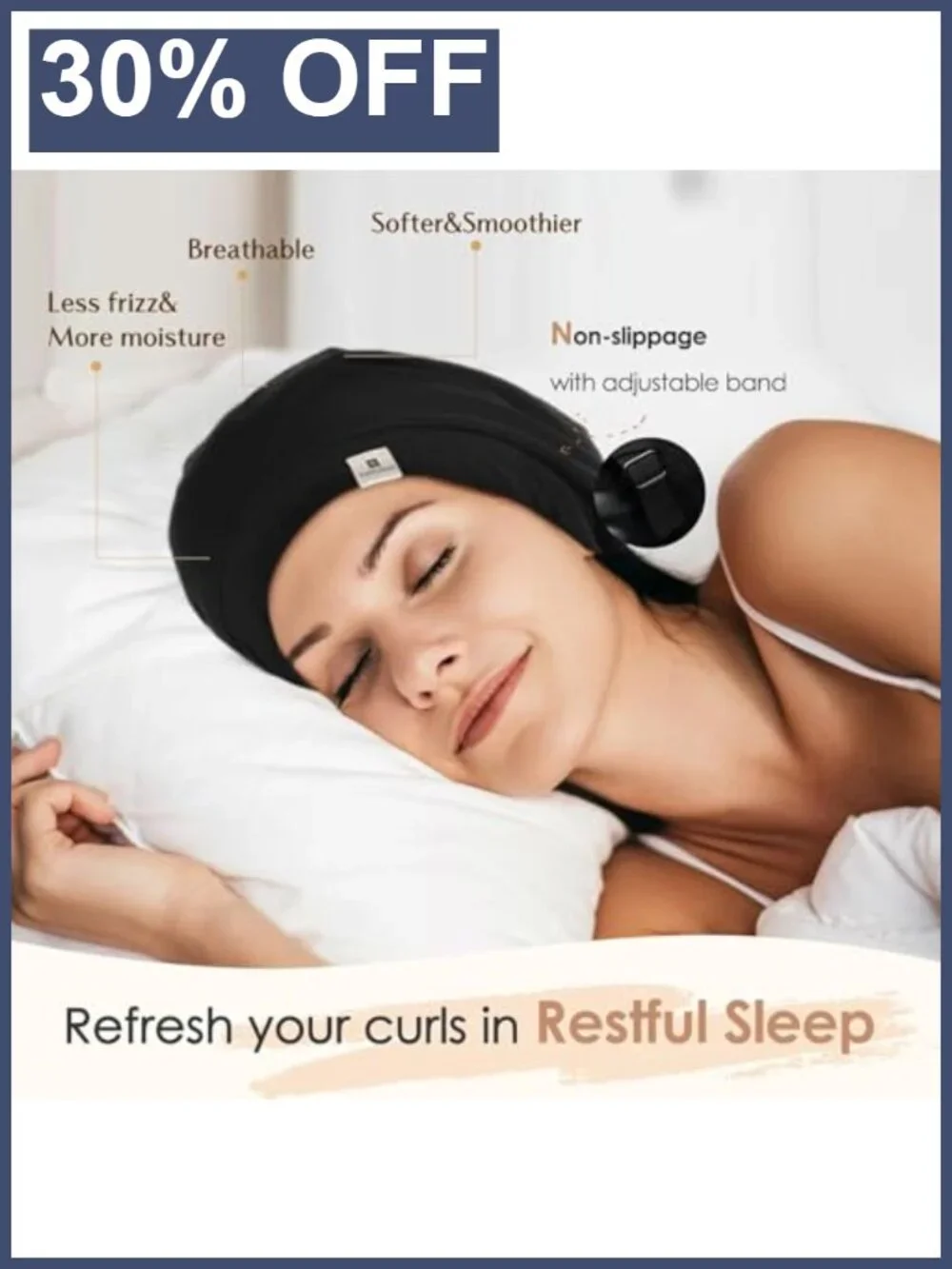 Satin Lined Sleep Cap Adjustable Stay On Slouchy Beanie Hair Bonnet